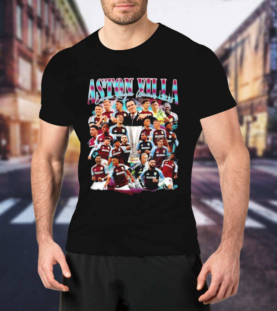 Aston Villa Europa League Winners 2026 Collage T-Shirt