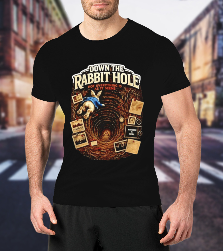 Down The Rabbit Hole Not Everything Is As It Seems Alice In Wonderland Conspiracies T-Shirt