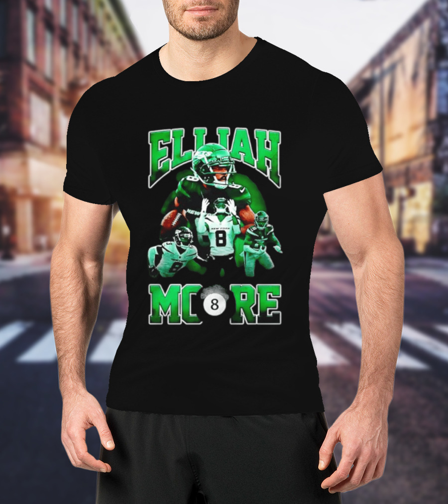 Elijah Moore New York Jets Number 8 NFL Team Player T-Shirt