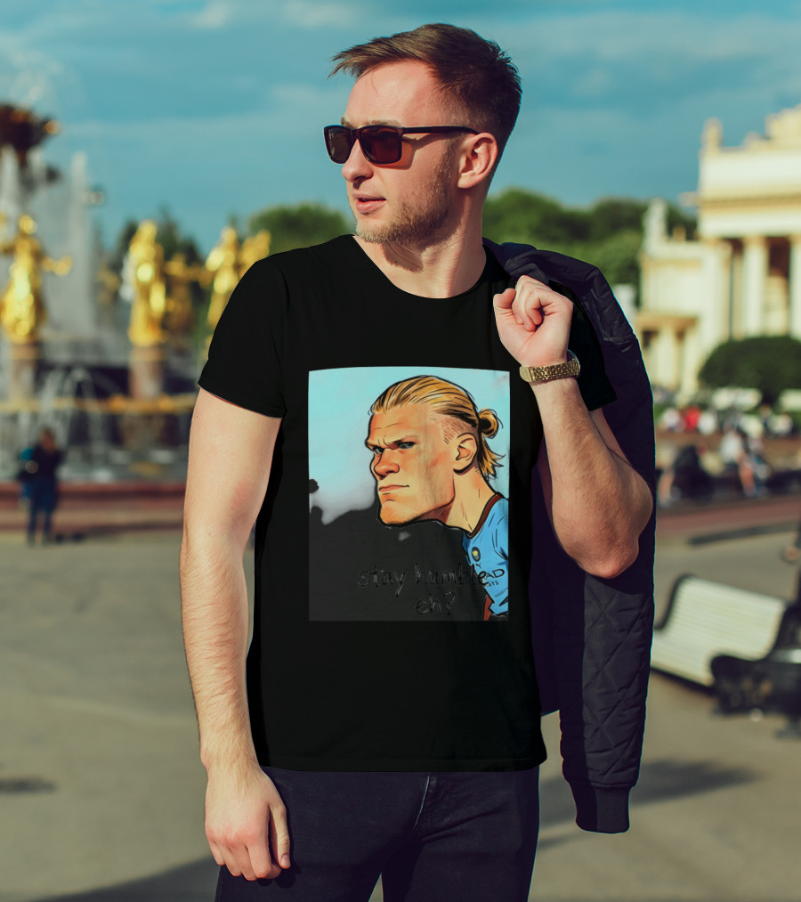 Erling Haaland Cartoon Manchester City Stay Humble Eh T-Shirt