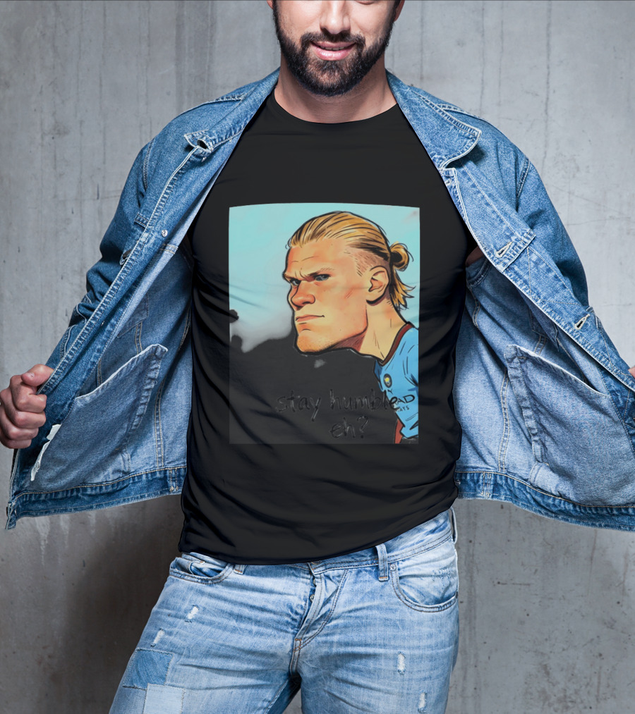 Erling Haaland Cartoon Manchester City Stay Humble Eh T-Shirt