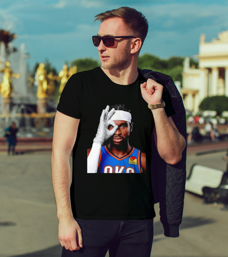 Shai Gilgeous Alexander Oklahoma City Thunder Clutch Player Of The Year 2026 Glitter Gloves Houta OKC T-Shirt