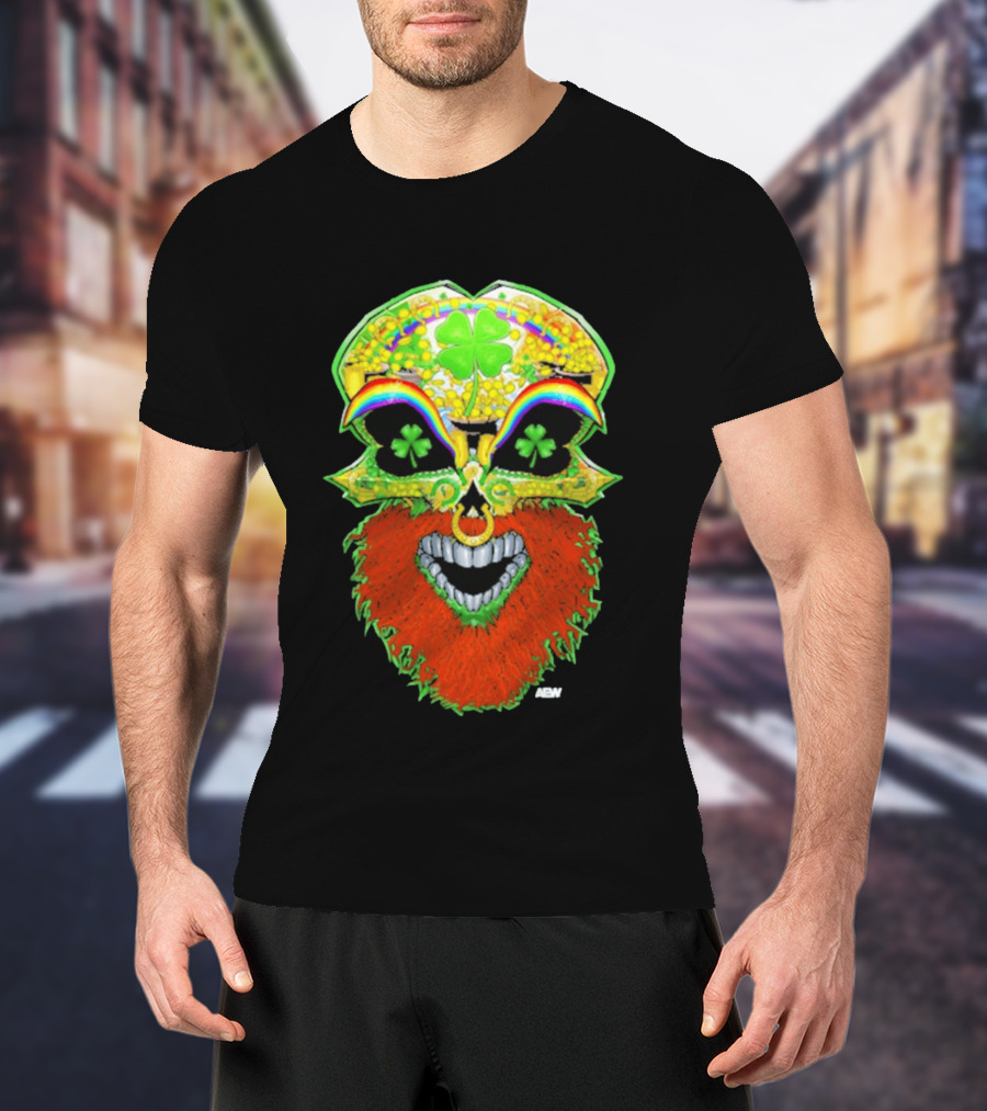 Tommaso Ciampa Lucky Psycho AEW Skull Four Leaf Clover Rainbow T-Shirt