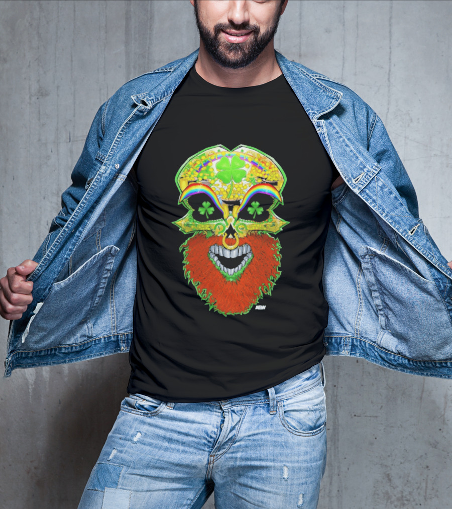 Tommaso Ciampa Lucky Psycho AEW Skull Four Leaf Clover Rainbow T-Shirt