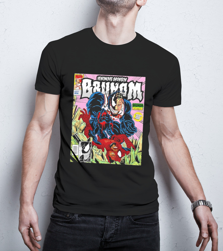 Venomous Brunson Venom X Jalen Brunson Marvel Comic Brunes Back Cover Price T-Shirt