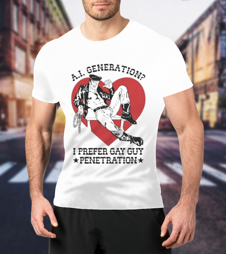 A.I. Generation I Prefer Gay Guy Penetration Heart Background Leather Outfit T-Shirt