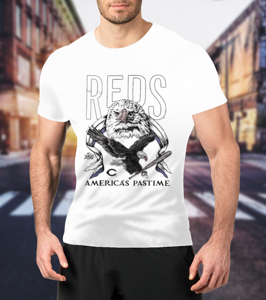 Cincinnati Reds Bald Eagle America's Pastime 250th Celebration T-Shirt