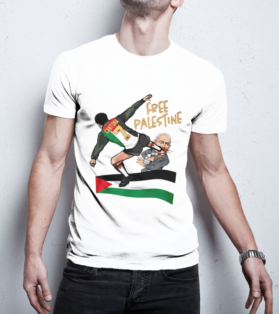 Cantona Number 7 Free Palestine Kick Advocate T-Shirt