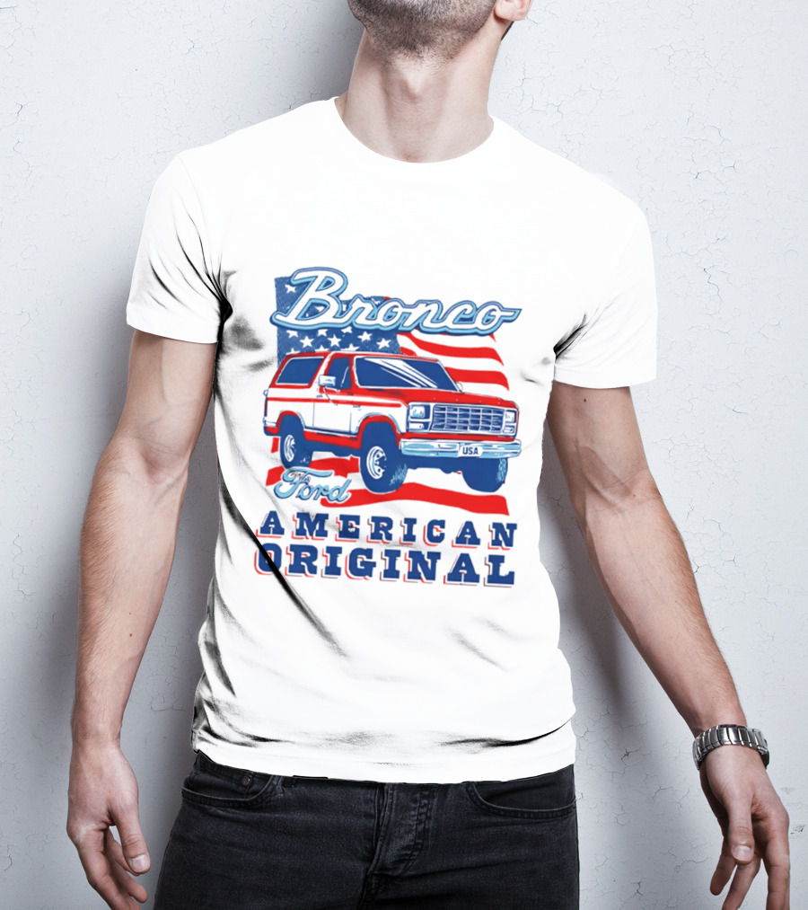 Bronco Ford American Original Vintage Truck Classic Stars And Stripes T-Shirt
