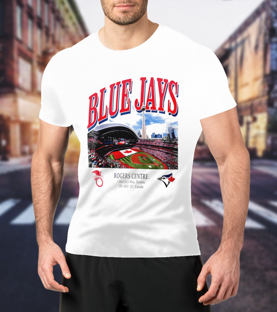 Blue Jays Rogers Centre Toronto Skyline CN Tower Baseball Stadium Canada T-Shirt