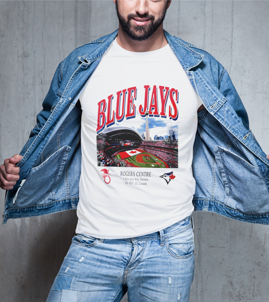 Blue Jays Rogers Centre Toronto Skyline CN Tower Baseball Stadium Canada T-Shirt