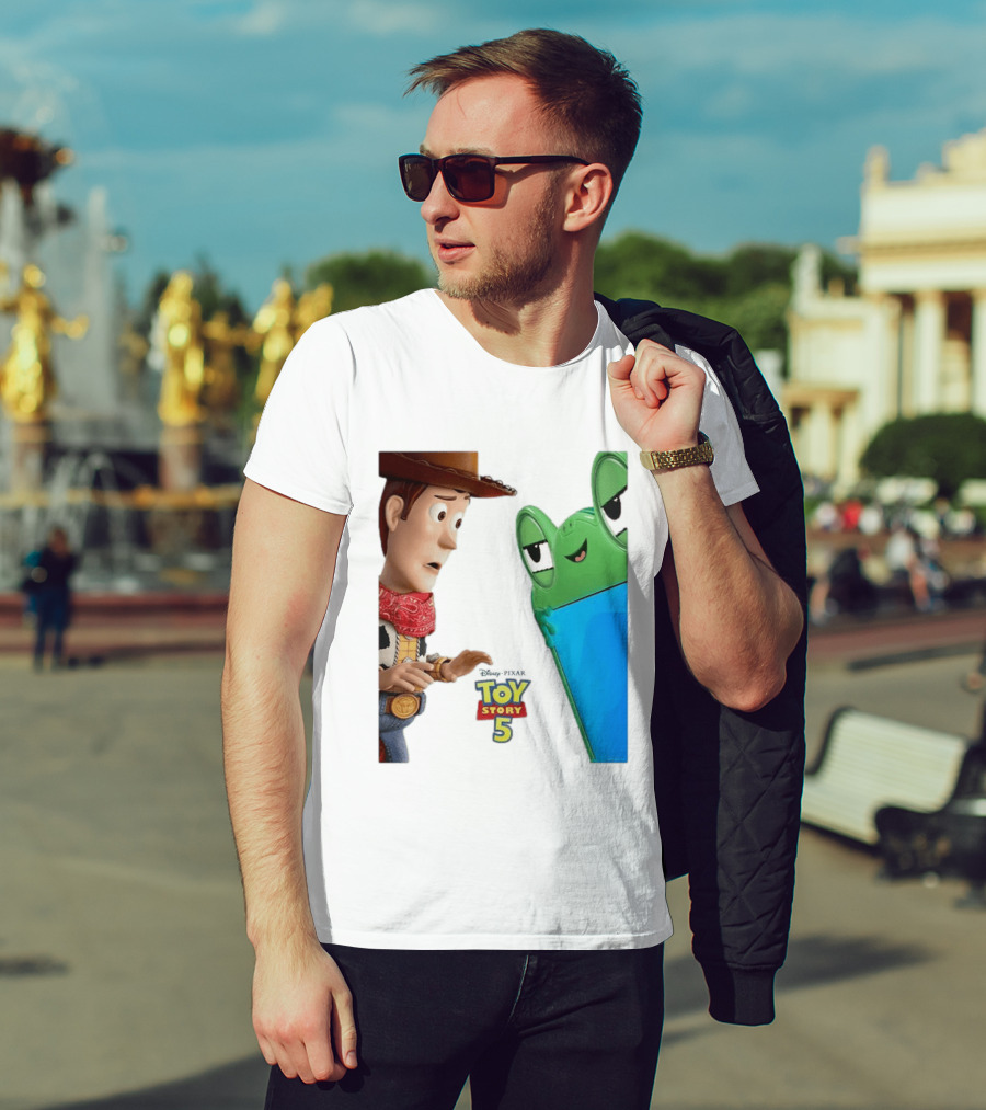 Toy Story 5 Woody And Animated Frog Encounter T-Shirt