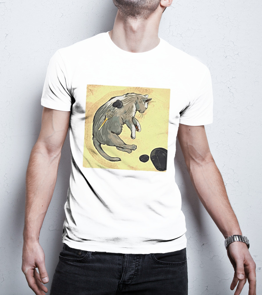 Zen Garden Kitty Rake And Stones Tranquility T-Shirt