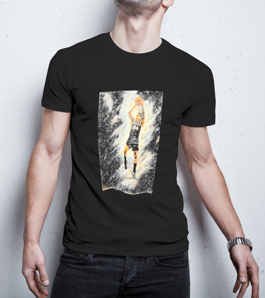 Devin Vassell 24 San Antonio Spurs Basketball Player In Iconic Action Pose T-Shirt