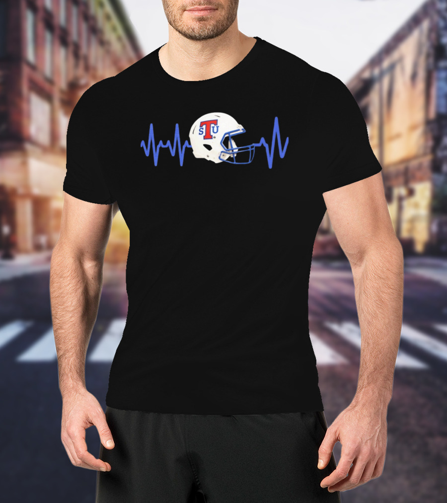 Louisiana Tech Bulldogs STU Football Helmet Heartbeat T-Shirt