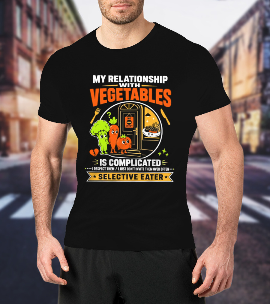 My Relationship With Vegetables Is Complicated Selective Eater Broccoli Carrot Humor T-Shirt