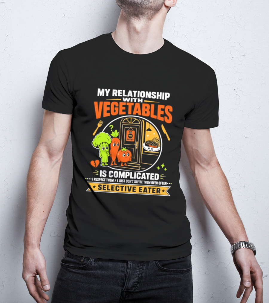 My Relationship With Vegetables Is Complicated Selective Eater Broccoli Carrot Humor T-Shirt