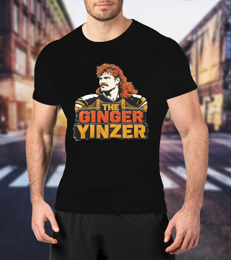 The Ginger Yinzer Pittsburgh Steel City Sports Icon With Red Hair And Mustache T-Shirt