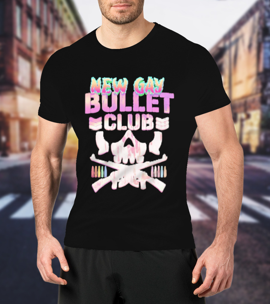 New Gay Bullet Club Skull Rainbow Pride T-Shirt