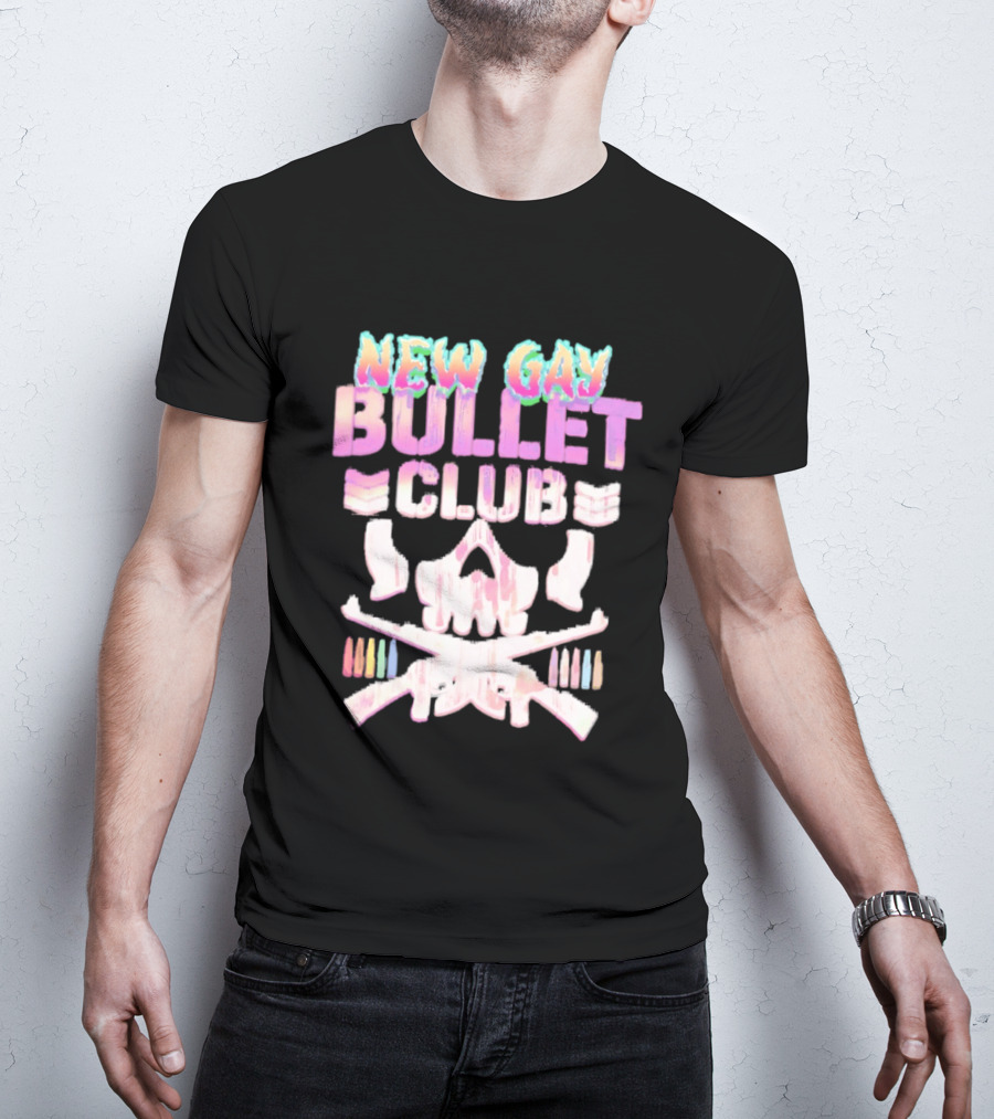 New Gay Bullet Club Skull Rainbow Pride T-Shirt