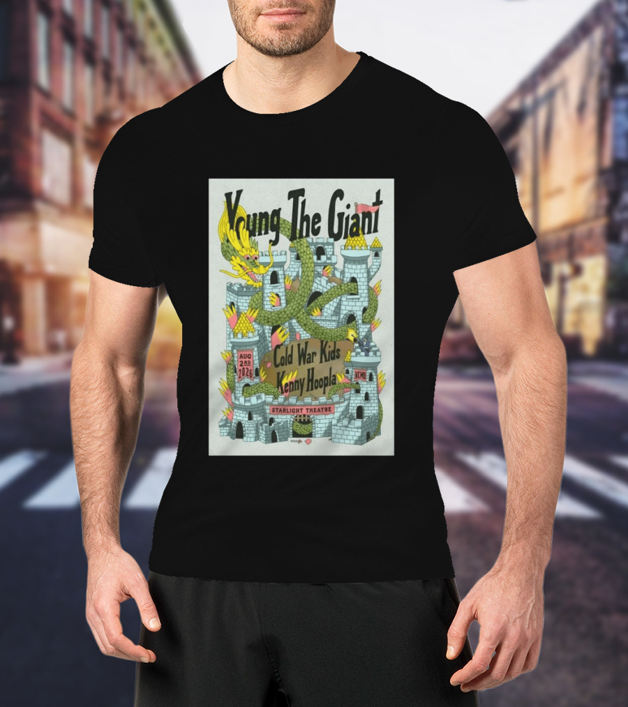 Young The Giant Aug 2 2026 Starlight Theatre Kansas City MO Cold War Kids KennyHoopla Dragon Castle T-Shirt