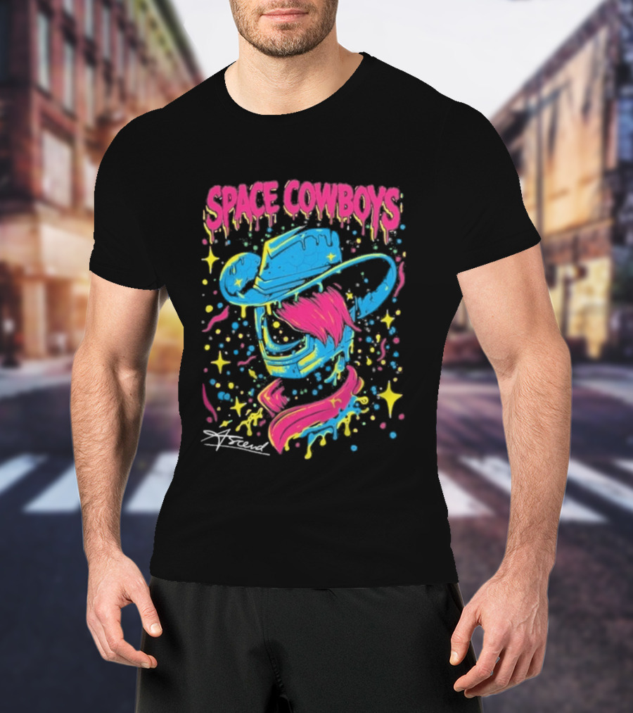 Space Cowboys Neon Drip Art By Sugar Land T-Shirt