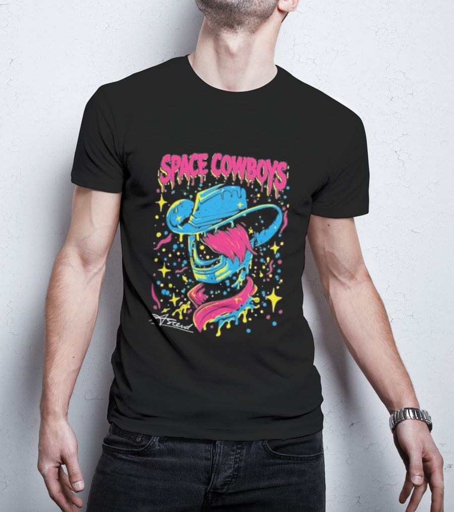 Space Cowboys Neon Drip Art By Sugar Land T-Shirt