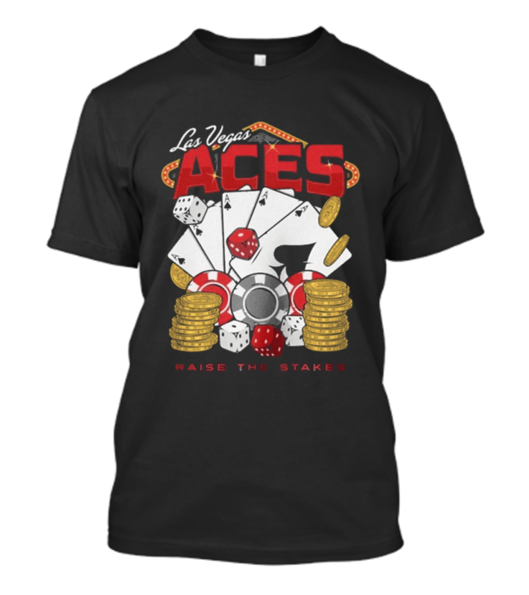 Las Vegas Aces Raise The Stakes Five Of A Kind Poker T-Shirt