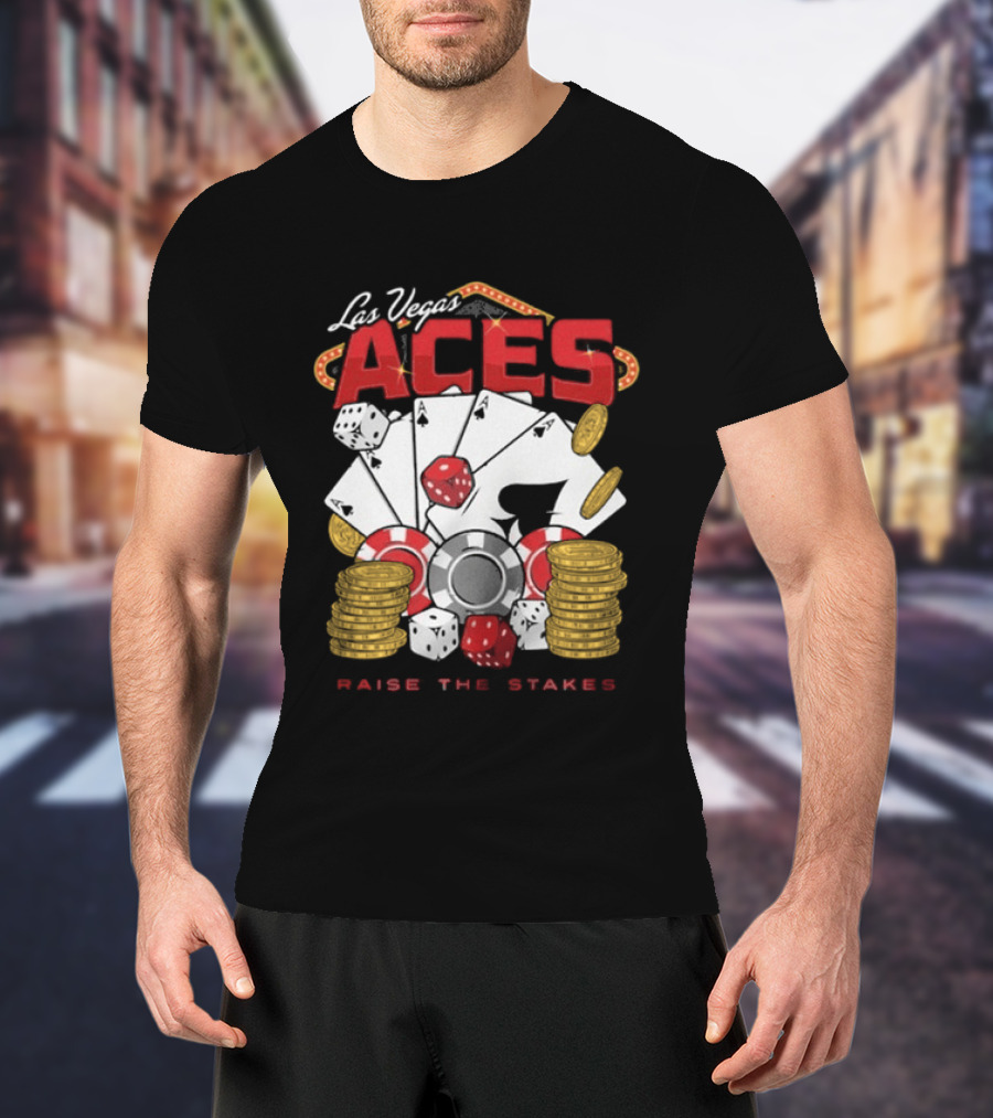 Las Vegas Aces Raise The Stakes Five Of A Kind Poker T-Shirt