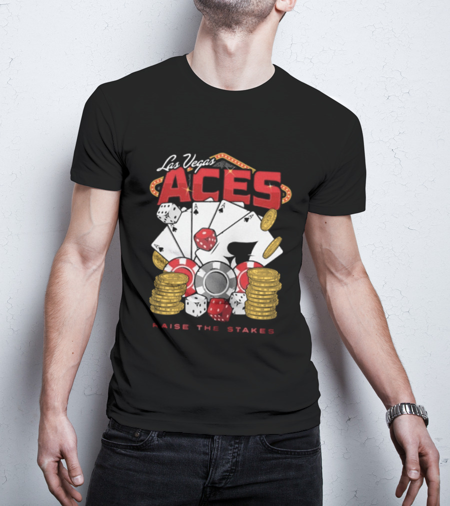 Las Vegas Aces Raise The Stakes Five Of A Kind Poker T-Shirt