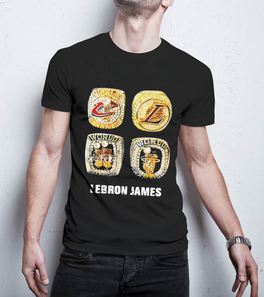 Lebron James World Rings Cleveland Los Angeles 2026 T-Shirt