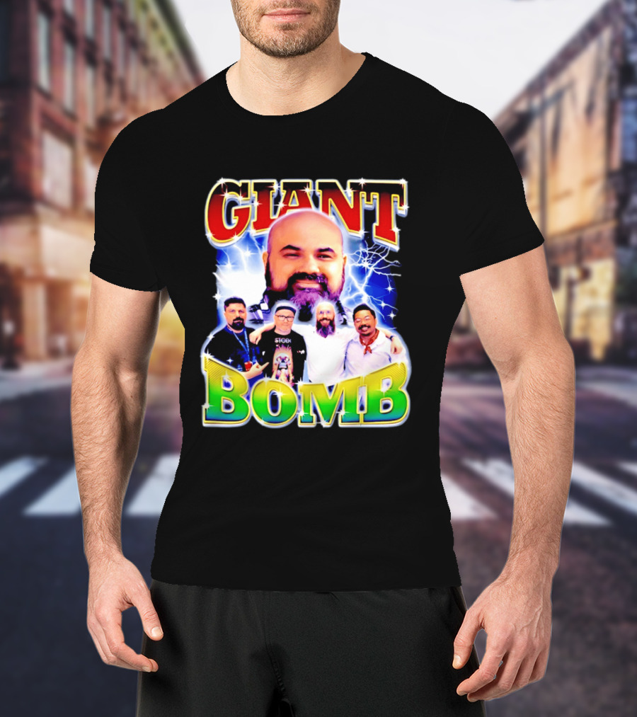 Giant Bomb Crew With Lightning Background 2026 T-Shirt