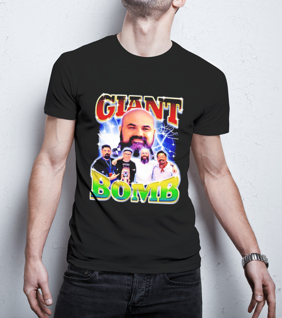 Giant Bomb Crew With Lightning Background 2026 T-Shirt