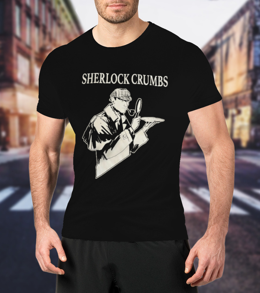 Sherlock Crumbs Detective Magnifying Glass Pipe T-Shirt
