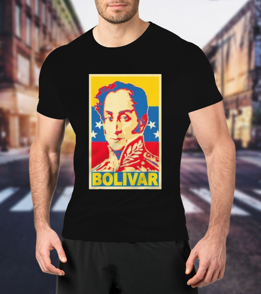 Bolivar Portrait Venezuelan Flag Colors Stars T-Shirt