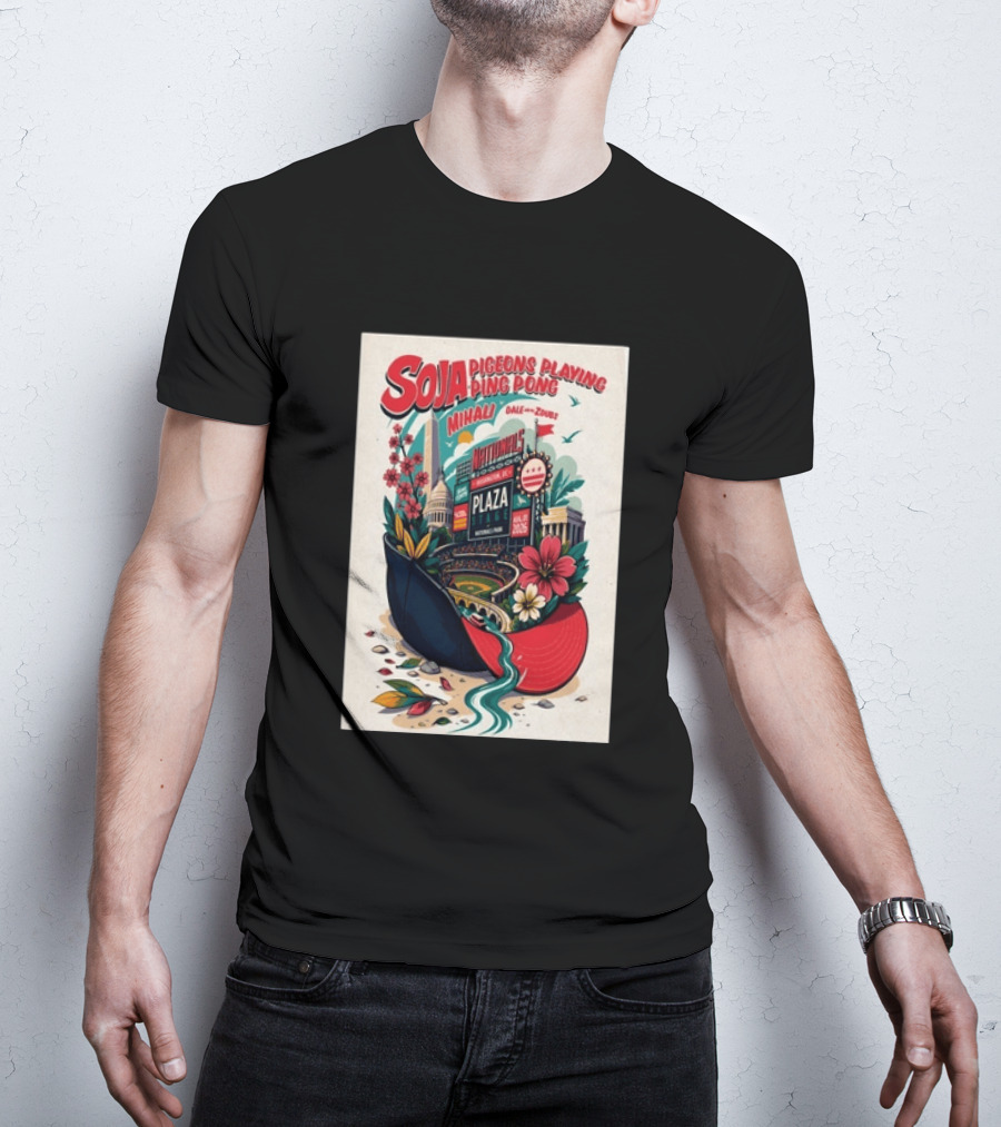 SOJA Pigeons Playing Ping Pong Nationals Park Plaza Stage Washington DC August 1 2026 T-Shirt