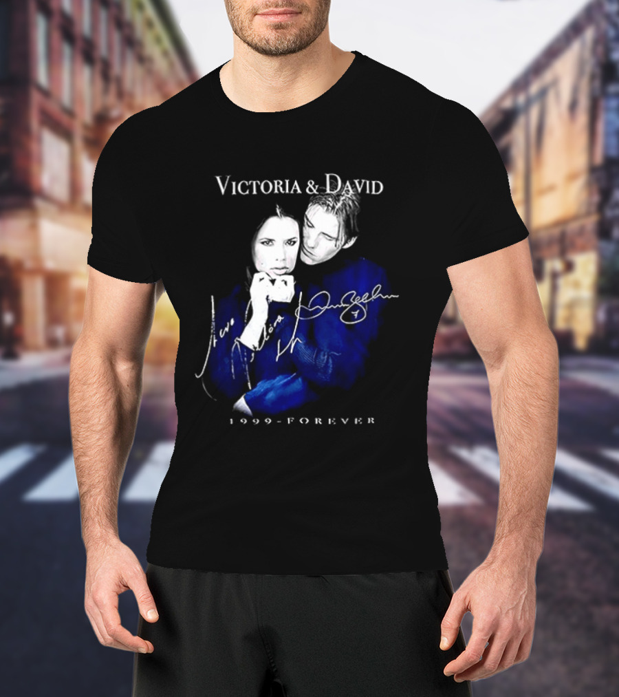 Victoria And David Beckham 1999 Forever Signatures T-Shirt
