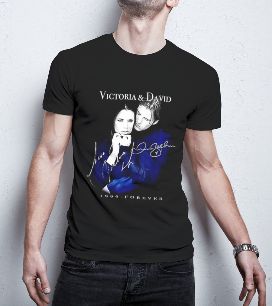Victoria And David Beckham 1999 Forever Signatures T-Shirt