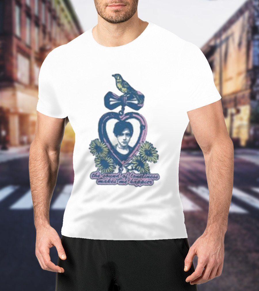 Bright Eyes Yellow Bird Heart Pendant Sound Of Loneliness Makes Me Happier T-Shirt