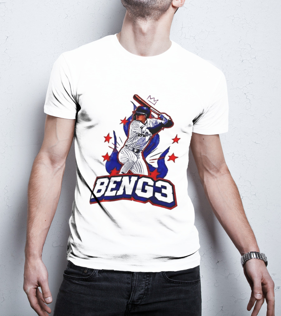 BENG3 Baseball Player Pinstripe Jersey Crown Stars T-Shirt