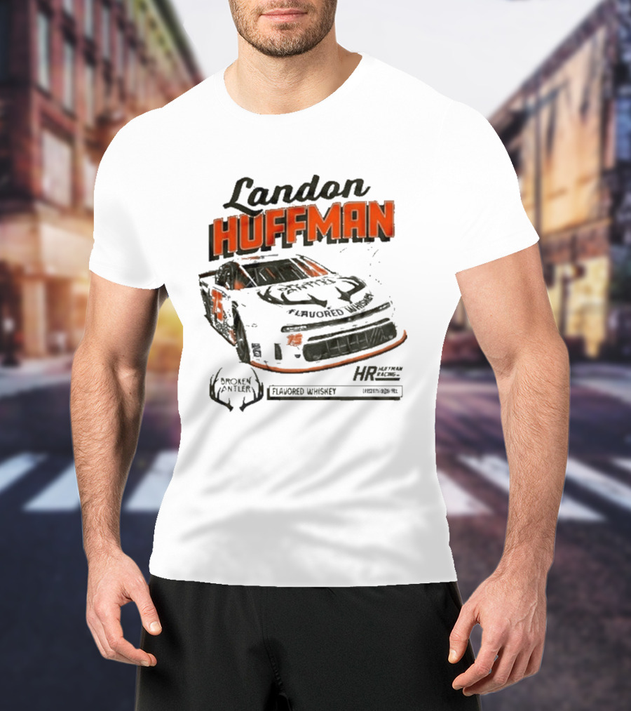 Landon Huffman 2026 Get Bucked Broken Antler Flavored Whiskey Racing Car T-Shirt