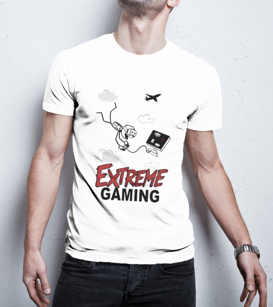 Boys Extreme Gaming Adventure Controller Clouds Plane T-Shirt
