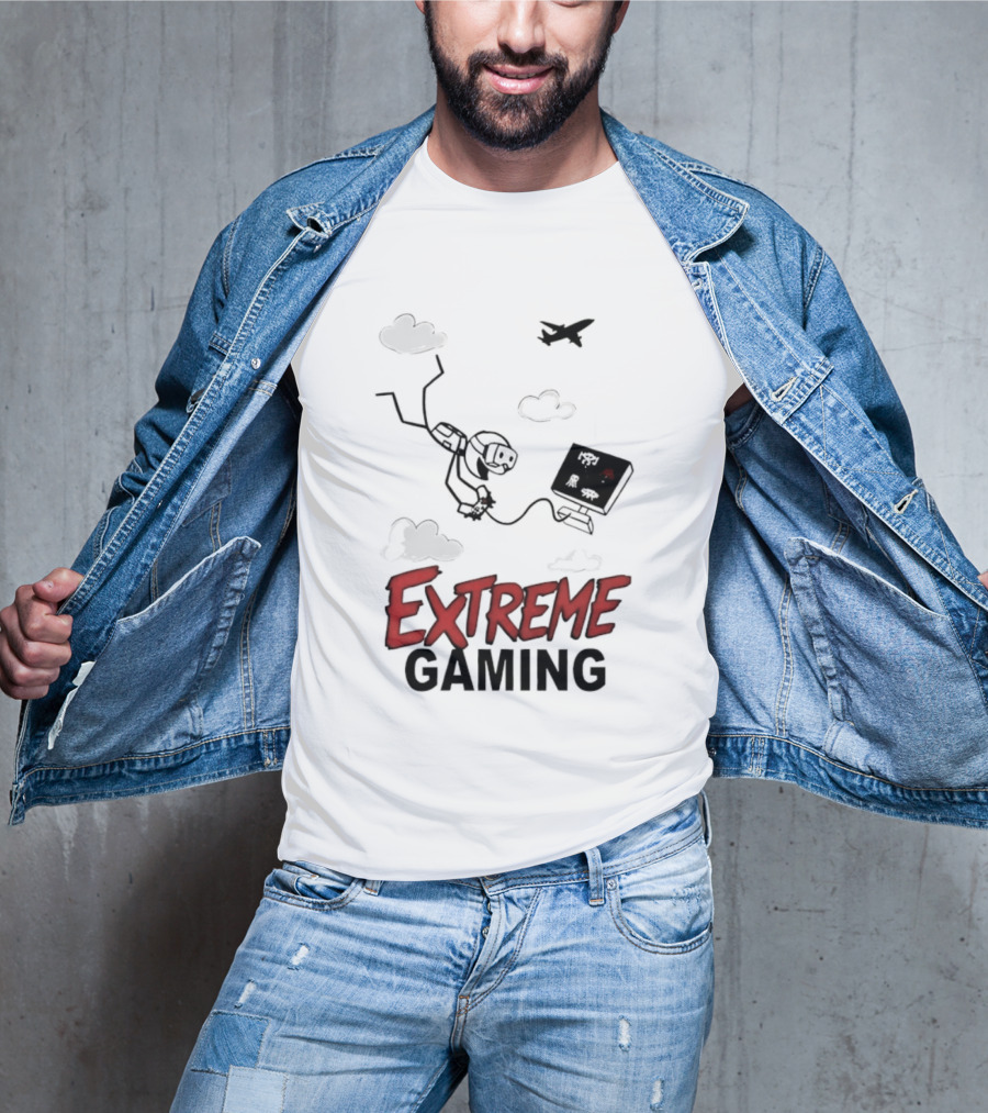 Boys Extreme Gaming Adventure Controller Clouds Plane T-Shirt