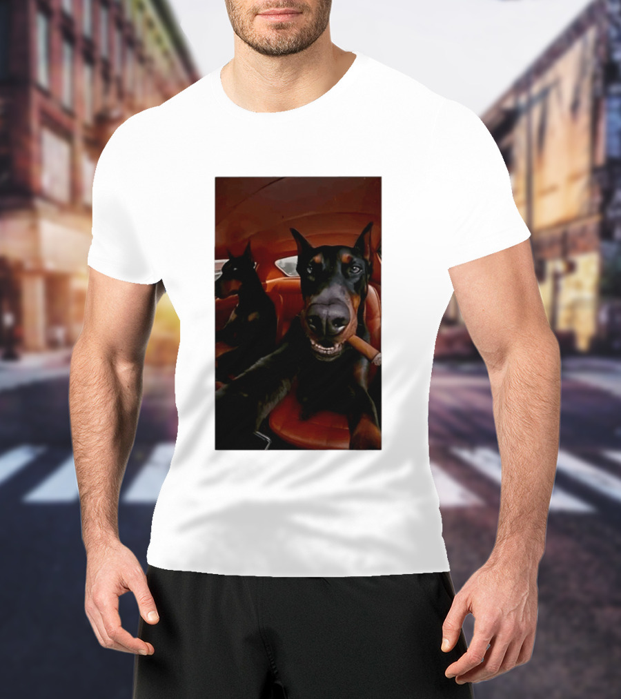 Doberman Smoking Cigar In Car Selfie T-Shirt