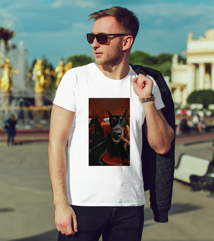Doberman Smoking Cigar In Car Selfie T-Shirt