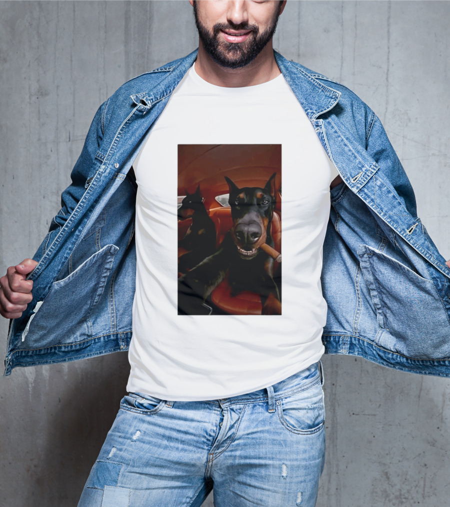 Doberman Smoking Cigar In Car Selfie T-Shirt