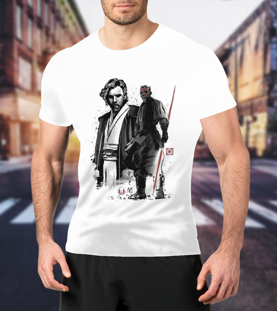 Fueled By Hatred And Revenge Obi Wan Kenobi Darth Maul Japanese Sumi E T-Shirt