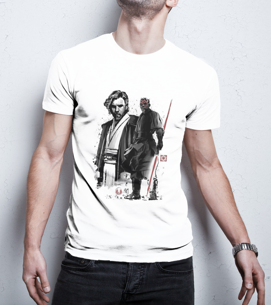 Fueled By Hatred And Revenge Obi Wan Kenobi Darth Maul Japanese Sumi E T-Shirt