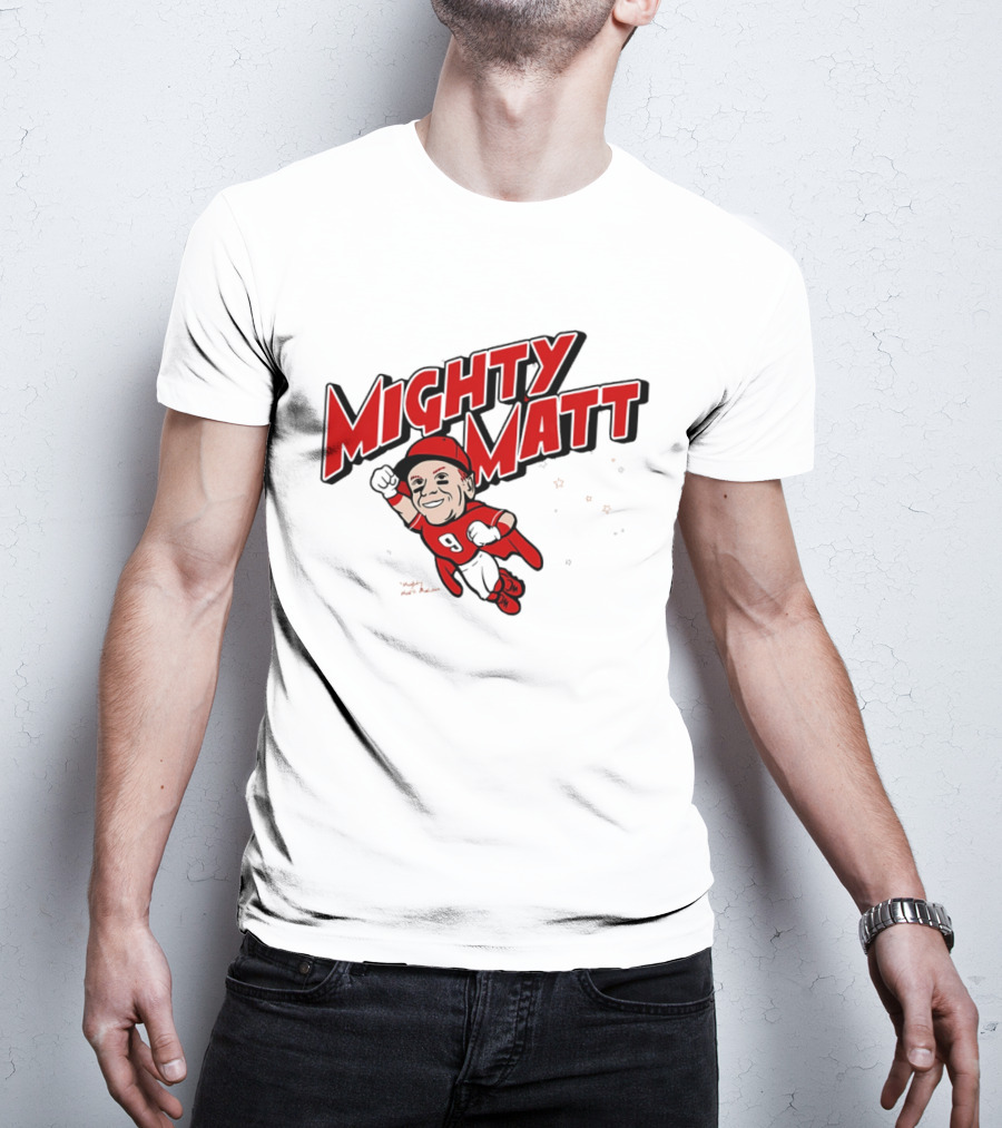 Mighty Matt McLain Cincinnati Reds Cartoon Superman T-Shirt