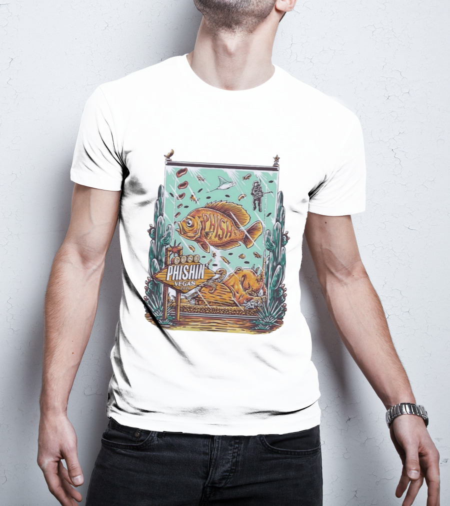 Gone Phishin Vegas 2026 Colorful Fish And Cactus Scene T-Shirt